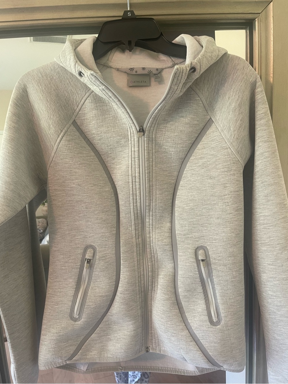 Athleta Pale Gray Hooded Zip Jacket